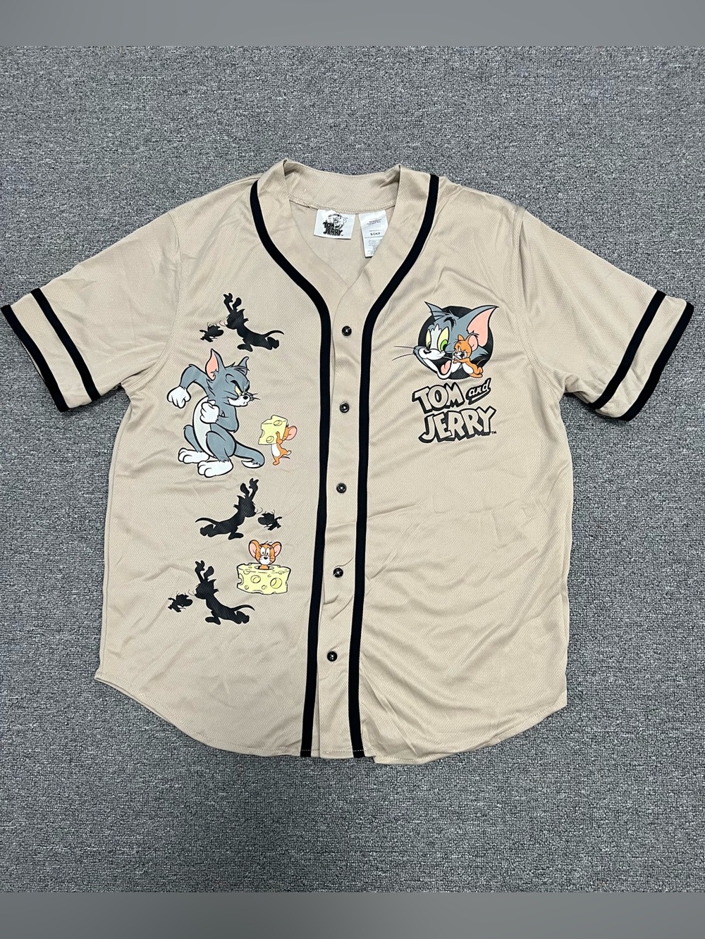 Tom and Jerry Tan Baseball Jersey Adult S